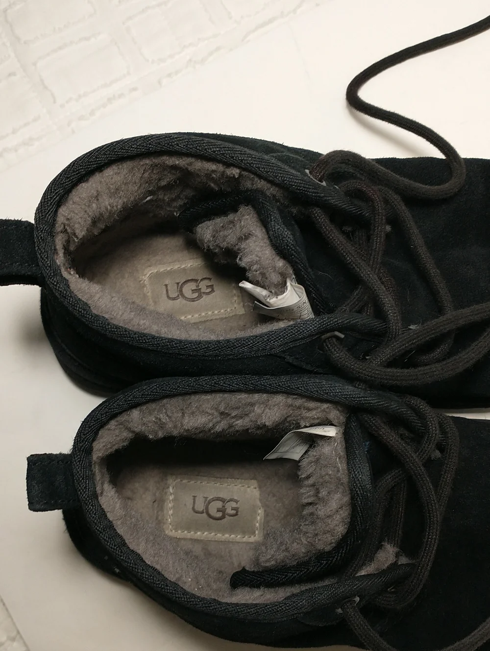 UGG Black Neumel Chukka Boot, Size 6, Euro 39, Grey Lining, Lace Up, Lugged Sole